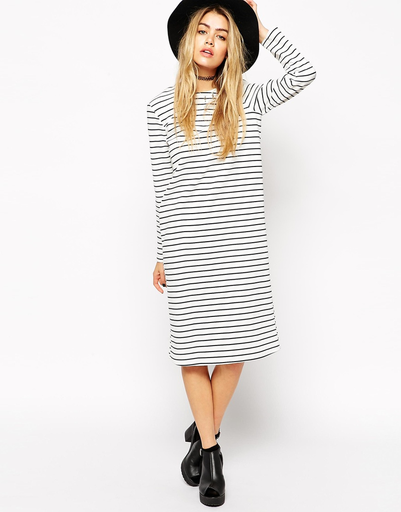 Shift Dress with Long Sleeve in Breton Stripe, $47 (was $68) I bought this dress, and it's the perfect base for soooo many outfits. You could do a red lip, or a yellow shoe, or a camo jacket on top, or a denim button down shirt around the waist, etc. etc. I honestly think you could wear this dress every day for a year, and people would accept the new you. Maybe they'd talk about you behind your back, but I'm sure it would mostly be compliments.